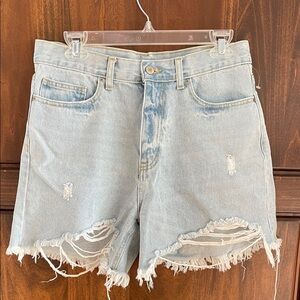 Forever 21 Light Blue Ripped Jean Shorts